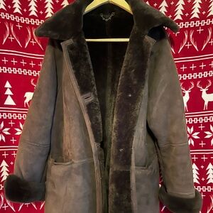 Barney's New York Suede Brown Shearling Coat